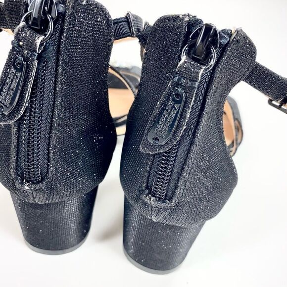 Badgley Mischka pernia gems formal black low strappy heel with rhinestone 5 - Picture 4 of 7